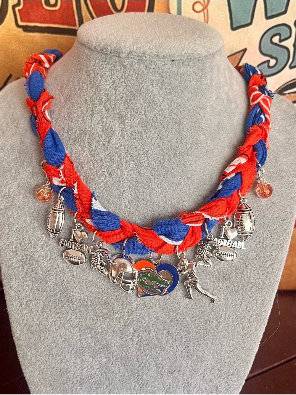 University of Florida Gators Braided Bandana Charm Necklace, 29β
